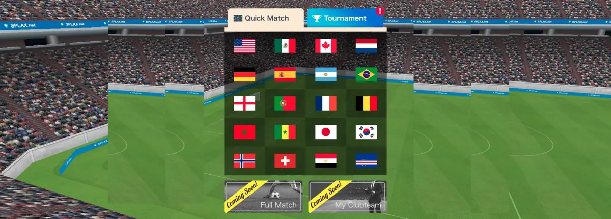 Soccer REAL menu; open the list of public play pages